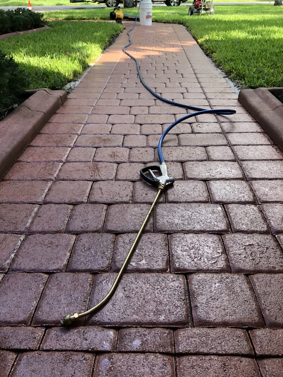 Walkway during spray sealing